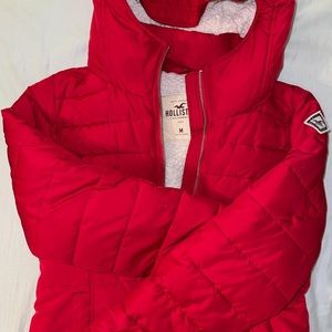 HOLLISTER Red Puffer Winter Jacket
